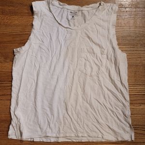 $4 Madewell sleeveless tank white with side split hem & front pocket